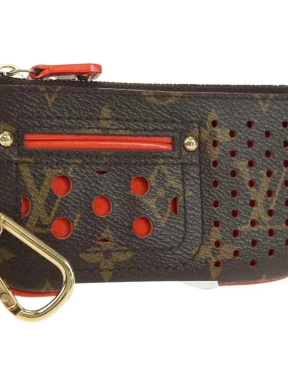 LOUIS VUITTON Monogram Perfo Pochette Cles Coin Purse Orange M95222 Auth 180394M
